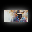 Western Cowboy, black cowgirl painting, rustic wall art, moody art, textured painting, cowboy hat art, farmhouse decor, Canvas Print
