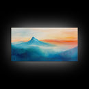 Mountain Landscape Art, Smoky Mountain Art, Blue and Green Wall Art, Nature Wall Art, Rustic Decor, Minimalist Art, Framed Canvas Print