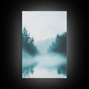 Misty Forest Painting, Pine Tree Art, Moody Landscape, Nature Wall Art, Tranquil Scenery, Green Wall Art, Canvas Print
