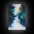 Waterfall Painting, Moody Art, Coastal Landscape Art, Framed Canvas Print, Above Sofa Art, Living Room Art, Vertical Wall Art