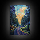 Fantasy Forest, pine tree art, forest at dusk painting, smoky mountain art, Canvas Print, moody art, tall skinny art, guest room art