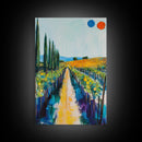 Vineyard Path, Tuscany painting, landscape painting, farmhouse art, rustic decor, above couch art, framed canvas print, wall art