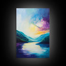 Sunset Lake, Serene Landscape, Canvas Print, Nature Art, Coastal Wall Art, Above Sofa Art, Moody Art, Rustic Decor, Bedroom Art