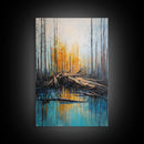 Forest at Dusk, Pine Tree Art, Landscape Painting, Moody Art, Rustic Decor, Nature Wall Art, Framed Canvas Print, Wabi Sabi Art