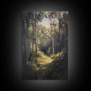 Tranquil Forest Path Framed Canvas Print Nature Wall Art, Rustic Woodland Decor, Cabin Aesthetic, Living Room Art, Autumn Home Style