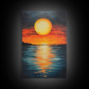 Sunset Reflection Framed Canvas Print | Beach Wall Art | Coastal Sunset Painting | Modern Home Decor | Large Wall Art | Gift Idea