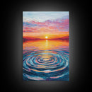 Ocean Ripple Canvas Print | Beach Sunset Painting | Seascape Wall Art | Coastal Decor | Living Room Wall Art | Vibrant Colors