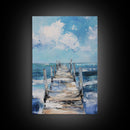 Wooden Pier Canvas Print Coastal Wall Art Beach House Decor Serene Ocean Painting Nautical Living Room Modern Home Gift