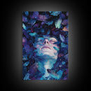 Dreamy Blue Feathers Canvas Print | Ethereal Surreal Art | Boho Bedroom Decor | Unique Abstract Painting | Cosmic Wall Art