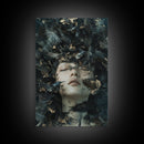 Dark Mystic Bird Canvas Print - Surreal Gothic Art, Moody Wall Decor, Dramatic Dreamscape Painting, Black Feather Fantasy Artwork