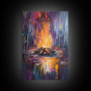 Moody Campfire, Dark Romance Painting, Firelight Art, Abstract Fire Painting, Cozy Home Decor, Rustic Art, Framed Canvas Print