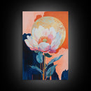 Floral Moon, Wildflower Painting, Pink Orange Wall Art, Light Pink Wall Art, Botanical Prints, Canvas Print, Gift Idea, Boho Art