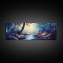 Enchanted Forest Stream Canvas Print Fantasy Landscape Wall Art Mystical Nature Decor Living Room Artwork Whimsical Tree Art