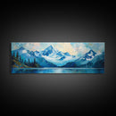 Mountain Lake Framed Canvas Print, Snowy Peak Nature Art, Adventure Home Decor, Alpine Forest Wall Art, Cabin Living Room Wall Decor