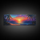 Tropical Sunset Paradise Framed Canvas Print Vibrant Beach Wall Art Palm Tree Coastal Decor Living Room Bedroom Gift Idea