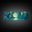 Magical Forest Lake Framed Canvas Print Fantasy Nature Wall Art Mystical Greenery Home Decor Living Room Office Gift