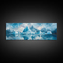 Iceberg Mountain Reflection Canvas Print, Arctic Nature Wall Art, Cool Blue Home Decor, Large Landscape Painting, Modern Office Art