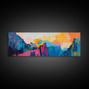 Colorful Mountain Reflections Canvas Print - Abstract Nature Wall Art, Vibrant Sunset Painting, Home Decor, Bold Artistic Statement