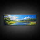 Scenic Lake Framed Canvas Print Nature Wall Art Peaceful Pond Painting Outdoor Retreat Decor Farmhouse Landscape Living Room Art