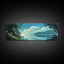 Tranquil Lake Landscape Painting Nature Serenity Wall Art Forest Reflection Artwork Minimalist Modern Home Decor