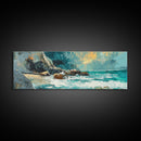 Ocean Cliffside Painting Coastal Rocky Beach Wall Art Dramatic Seascape Artwork Nautical Home Decor Dining Room