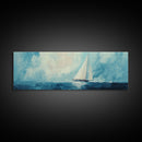 Sailboat on Open Sea Framed Canvas Print Nautical Wall Art, Ocean Painting, Coastal Home Decor, Minimalist Seascape, Beach House Art