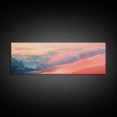 Pink Ocean Waves Canvas Print Coastal Wall Art, Beach Sunset Artwork, Modern Seascape Painting, Home Decor, Living Room Art
