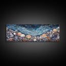 Seashell Beach Framed Canvas Print Coastal Wall Art, Ocean Inspired Artwork, Textured Nautical Painting, Tropical Home Decor