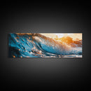 Sunset Wave Framed Canvas Print Ocean Photography Wall Art, Surf Art, Coastal Home Decor, Beach Aesthetic, Living Room Art