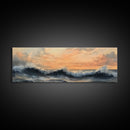 Stormy Ocean, Dramatic Sea Painting, Moody Coastal Wall Art, Nautical Decor, Canvas Print, Sunset Waves, Living Room Artwork