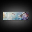 Seagull, Flight, Sky, Freedom, Canvas Print, Coastal Bird Art, Minimalist Nature Painting, Serene Wall Art, Neutral Home Decor