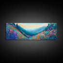 Mountain Wildflowers, Vibrant Landscape Art, Nature Painting, Cabin Wall Decor, Springtime Art, Living Room Print, Canvas Print