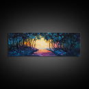 Enchanted Forest, Magical Nature Scene, Sunset Pathway Art, Mystical Landscape, Dreamy Wall Decor, Framed Canvas Print