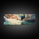 Serene River Canyon Framed Canvas Print Nature Landscape Painting, Rustic Lodge Wall Art, Outdoor Adventure Decor, Water Scene Art