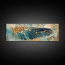 Elegant Butterfly Wing Abstract Art, Blue and Gold Nature Painting, Modern Minimalist Artwork, Bedroom or Office Wall Decor