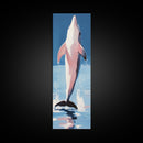 Leaping Dolphin, Ocean Wildlife, Canvas Print, Beach House Wall Art, Blue Coastal Aesthetic, Marine Life Art, Living Room Decor