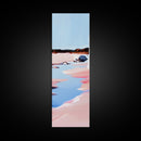 Seaside Landscape, Water Reflection, Abstract Art, Framed Canvas Print, Soft Pastel Colors, Modern Coastal Decor, Serene Wall Art