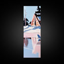 Winter Cabin, Snowy Reflections, Framed Canvas Print, Cozy Rustic Wall Art, Nordic Aesthetic, Minimalist Landscape, Bedroom Decor