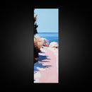 Sunset Pathway, Tranquil Nature Art, Serene Beach Scene, Pastel Landscape, Warm Toned Painting, Dreamy Home Decor, Framed Canvas Print