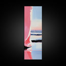 Pink Horizon, Coastal Sunrise, Minimalist Beach Painting, Abstract Seascape Art, Contemporary Pastel Wall Decor, Canvas Print, Office Wall Art
