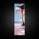 Palm Tree, Coastal Wall Art, Tropical Decor, Canvas Print, Beach House Art, Boho Aesthetic, Island Vibes, Blue and Pink Art, Relaxing Scene