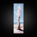 Abstract Plant, Coastal Art, Minimalist Painting, Canvas Print, Beach Inspired, Blue and Pink Decor, Modern Home Accent, Tranquil Design