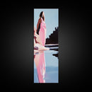 Serene Lake Art, Pastel Nature, Feminine Aesthetic, Framed Canvas Print, Modern Minimalist, Dreamy Reflection, Living Room Wall Art