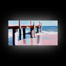 Beach Pier Painting, Coastal Ocean Scene, Nautical Seascape Art, Minimalist Modern Aesthetic, Relaxing Summer Wall Decor, Canvas Print
