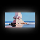 Ocean Rock, Coastal Seascape, Beach Art, Canvas Print, Nature Wall Decor, Blue and Pink Landscape, Living Room Painting, Modern Art