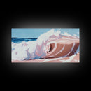 Ocean Wave, Surreal Seascape, Coastal Energy, Beach House Wall Art, Modern Nautical Decor, Blue and Pink Aesthetic, Canvas Print