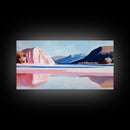 Lake Mountains, Reflections, Canvas Print, landscape art, nature painting, boho wall decor, peaceful mountain view, contemporary scenery