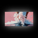 Splashing Water, Abstract Ocean Art, Pink Blue Aesthetic, Coastal Wall Decor, Modern Minimalist, Living Room Art, Canvas Print