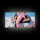 Western Rider, Cowgirl Art, Equestrian Wall Decor, Rustic Country Aesthetic, Pink and White Painting, Ranch Home Decor, Framed Canvas Print