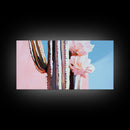 Cactus Bloom, Southwestern Wall Decor, Modern Desert Art, Boho Nature Painting, Minimalist Floral Scene, Aesthetic Pastel Tones, Canvas Print